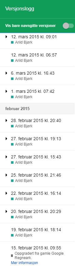 Google Docs versjonering