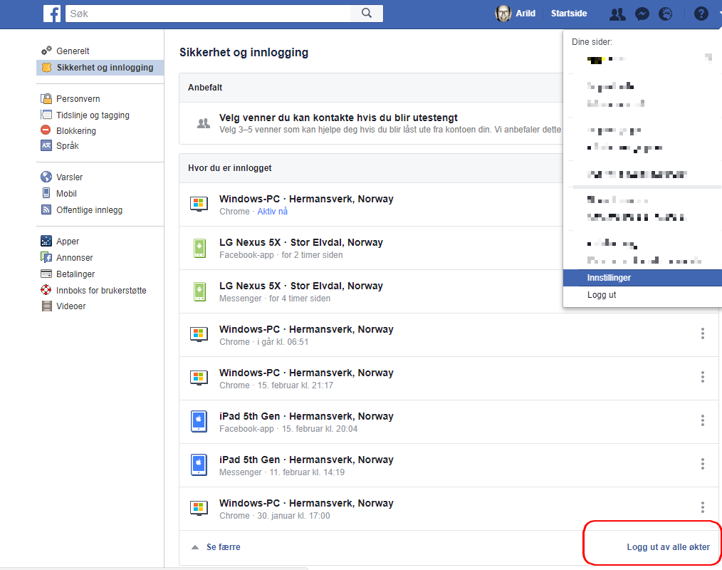 2 Logg ut alle økter